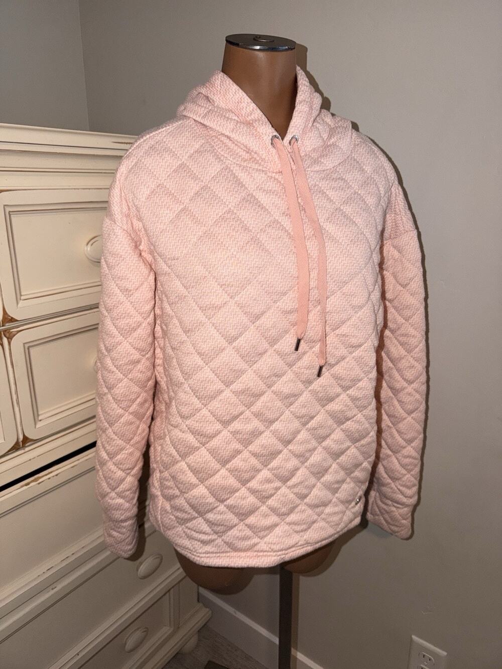 Jones New York Pink Quilted Pullover Hoodie Women’s Medium